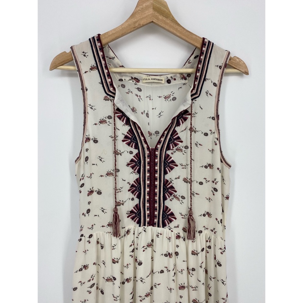 Ulla Johnson Embroidered Chiffon Silk Leena Floral Print Midi Dress - Picture 4 of 13